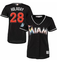 Women's Majestic Miami Marlins #28 Bryan Holaday Authentic Black Alternate 2 Cool Base MLB Jersey