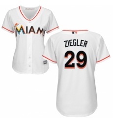 Women's Majestic Miami Marlins #29 Brad Ziegler Replica White Home Cool Base MLB Jersey