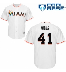 Men's Majestic Miami Marlins #41 Justin Bour Replica White Home Cool Base MLB Jersey