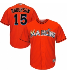 Men's Majestic Miami Marlins #15 Brian Anderson Replica Orange Alternate 1 Cool Base MLB Jersey