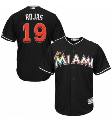 Youth Majestic Miami Marlins #19 Miguel Rojas Replica Black Alternate 2 Cool Base MLB Jersey