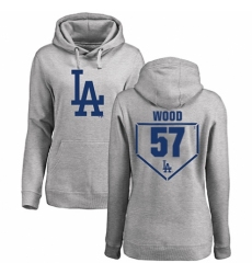 MLB Women's Nike Los Angeles Dodgers #57 Alex Wood Gray RBI Pullover Hoodie