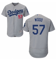Men's Majestic Los Angeles Dodgers #57 Alex Wood Gray Alternate Flex Base Authentic Collection MLB Jersey