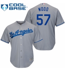 Men's Majestic Los Angeles Dodgers #57 Alex Wood Replica Grey Road Cool Base MLB Jersey