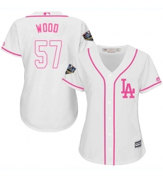 Women's Majestic Los Angeles Dodgers #57 Alex Wood Authentic White Fashion Cool Base 2018 World Series MLB Jersey
