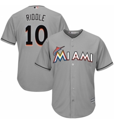 Youth Majestic Miami Marlins #10 JT Riddle Replica Grey Road Cool Base MLB Jersey