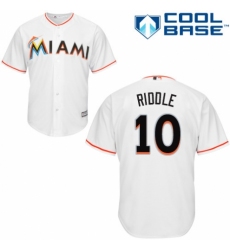 Youth Majestic Miami Marlins #10 JT Riddle Replica White Home Cool Base MLB Jersey