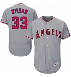 Men's Majestic Los Angeles Angels of Anaheim #33 CJ Wilson Grey Road Flex Base Authentic Collection MLB Jersey