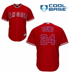 Youth Majestic Los Angeles Angels of Anaheim #24 Chris Young Authentic Red Alternate Cool Base MLB Jersey