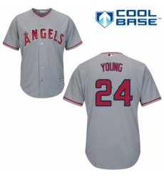 Youth Majestic Los Angeles Angels of Anaheim #24 Chris Young Replica Grey Road Cool Base MLB Jersey