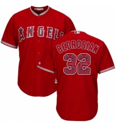 Men's Majestic Los Angeles Angels of Anaheim #32 Cam Bedrosian Authentic Red Team Logo Fashion Cool Base MLB Jersey