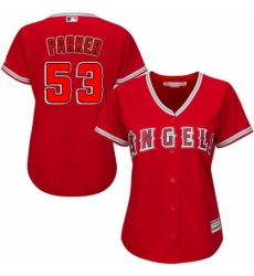 Women's Majestic Los Angeles Angels of Anaheim #53 Blake Parker Authentic Red Alternate MLB Jersey