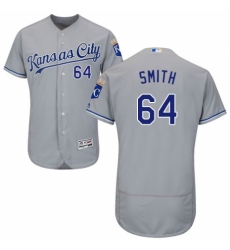 Men's Majestic Kansas City Royals #64 Burch Smith Grey Road Flex Base Authentic Collection MLB Jersey