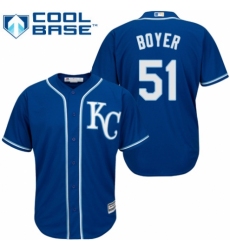 Men's Majestic Kansas City Royals #51 Blaine Boyer Replica Blue Alternate 2 Cool Base MLB Jersey
