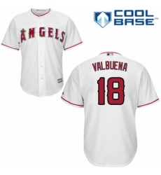 Youth Majestic Los Angeles Angels of Anaheim #18 Luis Valbuena Replica White Home Cool Base MLB Jersey
