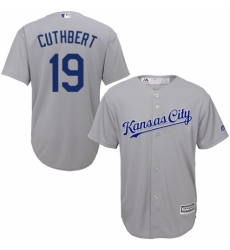 Men's Majestic Kansas City Royals #19 Cheslor Cuthbert Replica Grey Road Cool Base MLB Jersey