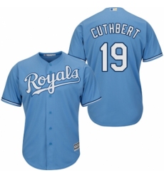 Men's Majestic Kansas City Royals #19 Cheslor Cuthbert Replica Light Blue Alternate 1 Cool Base MLB Jersey