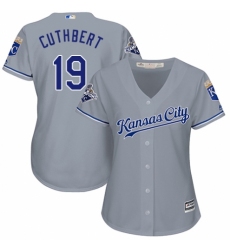 Women's Majestic Kansas City Royals #19 Cheslor Cuthbert Replica Grey Road Cool Base MLB Jersey