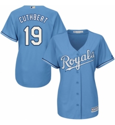 Women's Majestic Kansas City Royals #19 Cheslor Cuthbert Replica Light Blue Alternate 1 Cool Base MLB Jersey