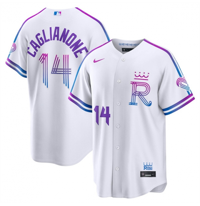 Men's Kansas City Royals #14 Jac Caglianone White 2026 City Connect Stadium Stitched Baseball Jersey
