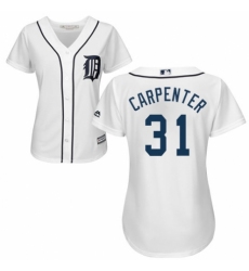 Women's Majestic Detroit Tigers #31 Ryan Carpenter Authentic White Home Cool Base MLB Jersey