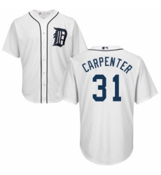 Youth Majestic Detroit Tigers #31 Ryan Carpenter Authentic White Home Cool Base MLB Jersey