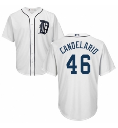 Men's Majestic Detroit Tigers #46 Jeimer Candelario Replica White Home Cool Base MLB Jersey