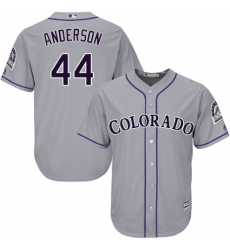 Men's Majestic Colorado Rockies #44 Tyler Anderson Replica Grey Road Cool Base MLB Jersey