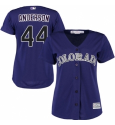 Women's Majestic Colorado Rockies #44 Tyler Anderson Replica Purple Alternate 1 Cool Base MLB Jersey