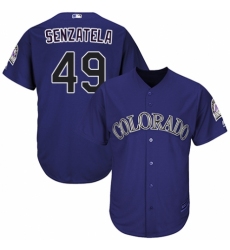 Youth Majestic Colorado Rockies #49 Antonio Senzatela Authentic Purple Alternate 1 Cool Base MLB Jersey