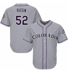 Men's Majestic Colorado Rockies #52 Chris Rusin Replica Grey Road Cool Base MLB Jersey
