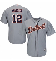 Men's Majestic Detroit Tigers #12 Leonys Martin Replica Grey Road Cool Base MLB Jersey