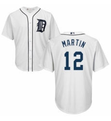 Men's Majestic Detroit Tigers #12 Leonys Martin Replica White Home Cool Base MLB Jersey