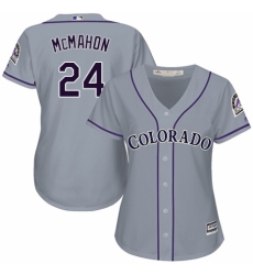 Women's Majestic Colorado Rockies #24 Ryan McMahon Replica Grey Road Cool Base MLB Jersey