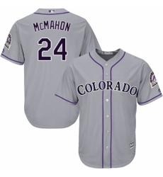 Youth Majestic Colorado Rockies #24 Ryan McMahon Replica Grey Road Cool Base MLB Jersey