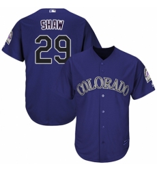 Youth Majestic Colorado Rockies #29 Bryan Shaw Authentic Purple Alternate 1 Cool Base MLB Jersey