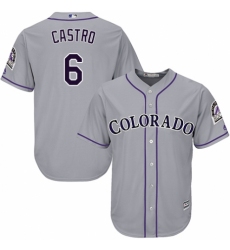 Youth Majestic Colorado Rockies #6 Daniel Castro Replica Grey Road Cool Base MLB Jersey