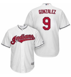 Men's Majestic Cleveland Indians #9 Erik Gonzalez Replica White Home Cool Base MLB Jersey