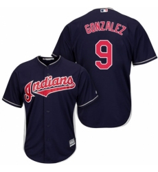 Youth Majestic Cleveland Indians #9 Erik Gonzalez Authentic Navy Blue Alternate 1 Cool Base MLB Jersey