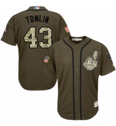 Men's Majestic Cleveland Indians #43 Josh Tomlin Authentic Green Salute to Service MLB Jersey