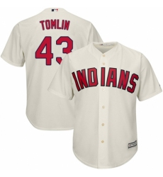 Men's Majestic Cleveland Indians #43 Josh Tomlin Replica Cream Alternate 2 Cool Base MLB Jersey