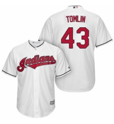 Men's Majestic Cleveland Indians #43 Josh Tomlin Replica White Home Cool Base MLB Jersey