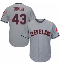 Youth Majestic Cleveland Indians #43 Josh Tomlin Authentic Grey Road Cool Base MLB Jersey