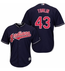 Youth Majestic Cleveland Indians #43 Josh Tomlin Authentic Navy Blue Alternate 1 Cool Base MLB Jersey
