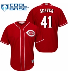 Youth Majestic Cincinnati Reds #41 Tom Seaver Authentic Red Alternate Cool Base MLB Jersey