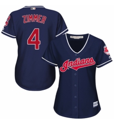 Women's Majestic Cleveland Indians #4 Bradley Zimmer Authentic Navy Blue Alternate 1 Cool Base MLB Jersey