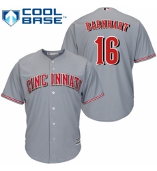 Youth Majestic Cincinnati Reds #16 Tucker Barnhart Replica Grey Road Cool Base MLB Jersey