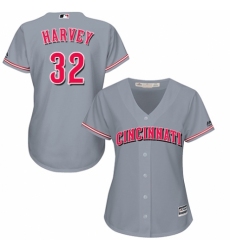 Women's Majestic Cincinnati Reds #32 Matt Harvey Authentic Grey Road Cool Base MLB Jersey