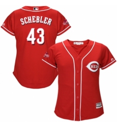 Women's Majestic Cincinnati Reds #43 Scott Schebler Authentic Red Alternate Cool Base MLB Jersey