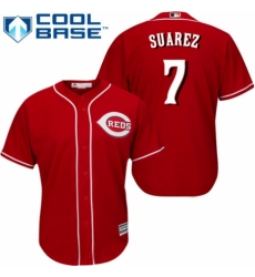 Men's Majestic Cincinnati Reds #7 Eugenio Suarez Replica Red Alternate Cool Base MLB Jersey